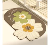 Odot Bath Mat, Sweet Floral Print Rubber Non-Slip Bottom Bathroom Mat, Super Absorbent Floor Mats, Quick Drying Bath Carpet, Washable Bathroom Accessory for Home Kitchen Toilet (Beige,80x120cm)