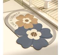 Odot Bath Mat, Sweet Floral Print Rubber Non-Slip Bottom Bathroom Mat, Super Absorbent Floor Mats, Quick Drying Bath Carpet, Washable Bathroom Accessory for Home Kitchen Toilet (Blue 2,50x80cm)