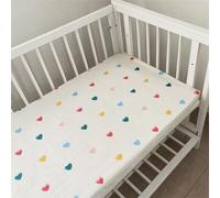 Odot Cartoon Cot Bed Cotton Fitted Sheets, Cot Bed Sheet Fitted Sheets for Cribs Baby Bed Sheets Soft Bassinet Sheets Cot Bed Mattress Protector for Boy Girl (Love Heart,120x60cm)
