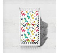 Odot Cartoon Dinosaur Cot Bed Fitted Sheets, Toddler & Baby Bed Sheets, Microfiber Mattress Protector, Cozy Lightweight Bedside Cribs Bassinet Sheets for Boy and Girl (65x95cm,Dinosaur F)