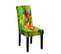 Odot Chair Covers, Elastic Dining Chairs, Abstract Painting Seat Covers Washable Removable High Back Dining Chair Covers Chair Cover for Dining Room,Hotel,Banquet (Set of 6,Green Orange)