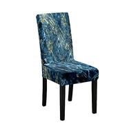 Odot Chair Covers, Elastic Dining Chairs, Seat Covers Washable Removable High Back Dining Chair Covers 3D Marble Chair Cover for Dining Room,Hotel,Banquet (Set of 2,Stone blue)