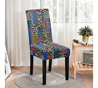 Odot Chair Covers, Elastic Dining Chairs Set of 2/4/6, Seat Covers Washable Removable, Extensible Dining Chair Covers, High Back Chair Cover for Hotel,Banquet,Home (Multicoloured leopard,Set of 2)