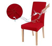 Odot Chair Covers, Elastic Dining Chairs Set of 2/4/6, Waterproof Seat Covers, Washable Removable Dining Chair Covers, Extensible High Back Chair Cover for Hotel, Home (Set of 2,Red)