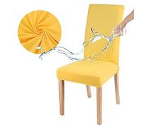 Odot Chair Covers, Elastic Dining Chairs Set of 2/4/6, Waterproof Seat Covers, Washable Removable Dining Chair Covers, Extensible High Back Chair Cover for Hotel, Home (Set of 2,Yellow)