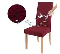 Odot Chair Covers, Elastic Dining Chairs Set of 2/4/6, Waterproof Seat Covers, Washable Removable Dining Chair Covers, Extensible High Back Chair Cover for Hotel, Home (Set of 2,Burgundy)