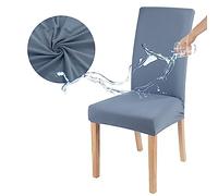 Odot Chair Covers, Elastic Dining Chairs Set of 2/4/6, Waterproof Seat Covers, Washable Removable Dining Chair Covers, Extensible High Back Chair Cover for Hotel, Home (Set of 2,Grey Blue)