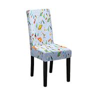 Odot Chair Covers, Elastic Dining Chairs Set of 4, Seat Covers Washable Removable High Back Dining Chair Covers 3D Chair Cover for Dining Room,Hotel,Banquet (Set of 4,colourful)