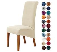 Odot Chair Covers Set of 2/4/6, Elastic Dining Chairs Seat Covers Washable Removable Dining Chair Covers Thickened Plush High Back Stretch Chair Cover for Restaurant (Set of 4,Off White)