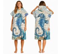 Odot Changing Robe hooded, Large Beach Towel Hooded Poncho Compact Light Weight Blanket with hood for Surfing Swimming Wetsuit Adult Woman & Man (75x110cm,Seahorse)