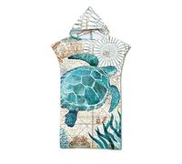 Odot Changing Robe hooded, Large Beach Towel Hooded Poncho Compact Light Weight Blanket with hood for Surfing Swimming Wetsuit Adult Woman & Man (75x110cm,Turtle)