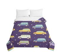 Odot Children Bedspread Throw Single Double Super King Size Quilted Soft Microfiber Lightweight Car pattern Bedspreads Quilt Coverlet All Season Bedding (Purple,100x150cm)