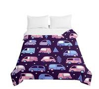 Odot Children Bedspread Throw Single Double Super King Size Quilted Soft Microfiber Lightweight Car pattern Bedspreads Quilt Coverlet All Season Bedding (Dark Purple,200x230cm)