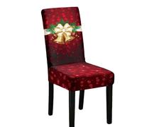 Odot Christmas Chair Covers Elastic Dining Chairs Set of 2-8, Red Seat Covers Washable Removable Dining Chair Covers, High Back Chair Cover for Christmas Party (Set of 8,Red Gold)