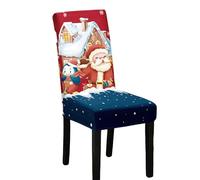 Odot Christmas Chair Covers Elastic Dining Chairs Set of 2-8, Red Seat Covers Washable Removable Dining Chair Covers, High Back Chair Cover for Christmas Party (Set of 6,Blue Red)