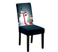 Odot Christmas Chair Covers Elastic Dining Chairs Set of 2-8, Red Seat Covers Washable Removable Dining Chair Covers, High Back Chair Cover for Christmas Party (Set of 4,Black Blue)
