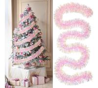 Odot Christmas Tinsel, 2m Xmas Shiny Tinsel Garland for Christmas Decorations, Xmas Tree New Year Wedding Table Centerpiece Fireplace Stairs Wreath Doorway (Pink,2pcs)