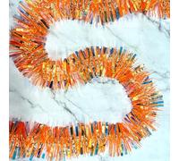 Odot Christmas Tinsel, Thick Xmas Shiny Tinsel Garland for Christmas Decorations, Xmas Tree, Wedding, Table Centerpiece, Fireplace, Birthday, Window, Wreath, New Year Party, 2 m (Orange 03,4 pc)