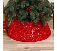 Odot Christmas Tree Skirt for 6/7/8FT Tree, Christmas Tree Collar Christmas Tree Base Basket Cover Christmas Tree Ring Decorative for any Type of Xmas Tree (60cm,Red)