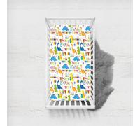 Odot Colorful Dinosaur Cot Bed Fitted Sheets, Toddler & Baby Bed Sheets, Microfiber Mattress Protector, Cozy Lightweight Bedside Cribs Bassinet Sheets for Boy and Girl (73x33cm,Happy Birthday)
