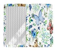 Odot Cot Bed Fitted Sheet,3D Butterfly Pattern Moses Basket Fitted Sheet Soft Durable Microfibre Crib Bedsheets Bassinet Bedsheet Mattress Protector for Kids Boy Girl (Plant,70x140cm)