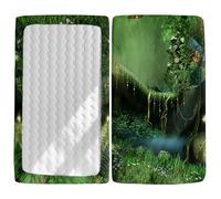 Odot Cot Bed Fitted Sheets, 3D Forest Pattern Moses Basket Fitted Sheet Crib Fitted Sheets Soft Durable Baby Bed Sheets Bassinet Sheets Cot Bed Mattress Protector (Jungle Plant,80x160cm)