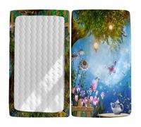 Odot Cot Bed Fitted Sheets, 3D Forest Pattern Moses Basket Fitted Sheet Crib Fitted Sheets Soft Durable Baby Bed Sheets Bassinet Sheets Cot Bed Mattress Protector (Tulip Flowers,70x140cm)