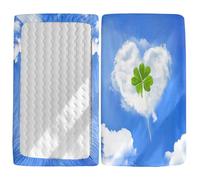 Odot Cot Bed Fitted Sheets, 3D Four Leaf Clover Pattern Moses Basket Fitted Sheet Crib Fitted Sheets Baby Bed Sheets Bassinet Sheets Cot Bed Mattress Protector (Love Heart,95x65cm)