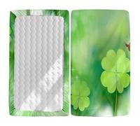 Odot Cot Bed Fitted Sheets, 3D Four Leaf Clover Pattern Moses Basket Fitted Sheet Crib Fitted Sheets Baby Bed Sheets Bassinet Sheets Cot Bed Mattress Protector (Four Leaf Clover,90x55cm)