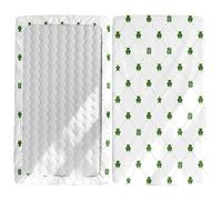 Odot Cot Bed Fitted Sheets, 3D Four Leaf Clover Pattern Moses Basket Fitted Sheet Crib Fitted Sheets Baby Bed Sheets Bassinet Sheets Cot Bed Mattress Protector (Green Plaid,75x30cm)