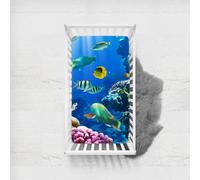 Odot Cot Bed Fitted Sheets, 3D Marine Animals Print Moses Basket Fitted Sheet Microfibre Crib Fitted Sheets Baby Bed Sheets Bassinet Sheets Cot Bed Mattress Protector (Fish,65x95cm)