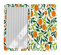 Odot Cot Bed Fitted Sheets, 3D Orange Tangerine Pattern Moses Basket Fitted Sheet Microfibre Crib Fitted Sheets Baby Bed Sheets Bassinet Sheets Cot Bed Mattress Protector (Green Leaf,95x65cm)