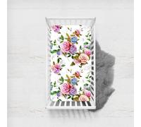 Odot Cot Bed Fitted Sheets, 3D Plants Flower Print Moses Basket Fitted Sheet Microfibre Crib Fitted Sheets Baby Bed Sheets Bassinet Sheets Cot Bed Mattress Protector (Rose Flower,140x70cm)