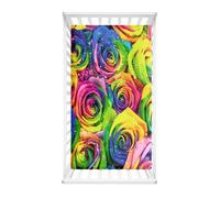Odot Cot Bed Fitted Sheets, 3D Rose Flower Pattern Moses Basket Fitted Sheet Microfibre Crib Fitted Sheets Baby Bed Sheets Bassinet Sheets Cot Bed Mattress Protector (Colorful Flower,90x55cm)