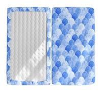 Odot Cot Bed Fitted Sheets, 3D Scales Print Cot Bed Sheet Fitted Sheets for Cribs Baby Bed Sheets Soft Bassinet Sheets Cot Bed Mattress Protector for Boy Girl (Pale Blue,51x85cm)