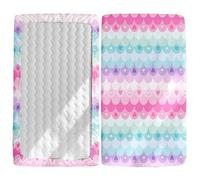 Odot Cot Bed Fitted Sheets, 3D Scales Print Cot Bed Sheet Fitted Sheets for Cribs Baby Bed Sheets Soft Bassinet Sheets Cot Bed Mattress Protector for Boy Girl (Love Heart,40x90cm)