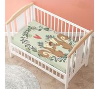 Odot Cot Bed Fitted Sheets, 3D Squirrel Pattern Moses Basket Fitted Sheet Microfibre Crib Fitted Sheets Baby Bed Sheets Bassinet Sheets Cot Bed Mattress Protector (Cartoon Squirrel,70x140 cm)