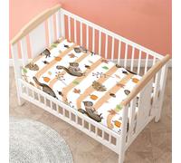 Odot Cot Bed Fitted Sheets, 3D Squirrel Pattern Moses Basket Fitted Sheet Microfibre Crib Fitted Sheets Baby Bed Sheets Bassinet Sheets Cot Bed Mattress Protector (Khaki Stripes,70x140 cm)