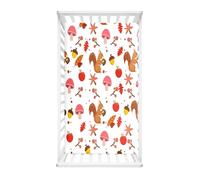 Odot Cot Bed Fitted Sheets Baby Travel Cot Sheets 3D Autumn Squirrel Printed Microfiber Mattress Protector, Toddler Kids Cozy Bedding for Cradle, Cribs, Bassinet (Red Apple,90x55cm)