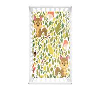 Odot Cot Bed Fitted Sheets Baby Travel Cot Sheets, Cartoon Squirrel Printed Microfiber Mattress Protector, Toddler Kids Cozy Bedding for Cradle, Cribs, Bassinet (Mushroom,90x55cm)