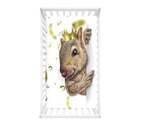 Odot Cot Bed Fitted Sheets Baby Travel Cot Sheets, Cartoon Squirrel Printed Microfiber Mattress Protector, Toddler Kids Cozy Bedding for Cradle, Cribs, Bassinet (Crown,80x40cm)