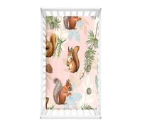 Odot Cot Bed Fitted Sheets Baby Travel Cot Sheets, Cartoon Squirrel Printed Microfiber Mattress Protector, Toddler Kids Cozy Bedding for Cradle, Cribs, Bassinet (Pink,60x120cm)