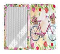 Odot Cot Bed Fitted Sheets, Bike Bicycle Pattern Cot Bed Sheet Fitted Sheets for Cribs Baby Bed Sheets Soft Bassinet Sheets Cot Bed Mattress Protector for Boy Girl (Rose Flowers,90x55cm)