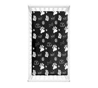 Odot Cot Bed Fitted Sheets, Dog Paw Print Pattern, 60x120x20cm, Microfiber, Multi-colored