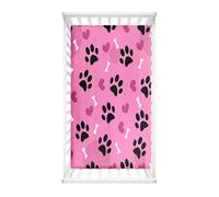 Odot Cot Bed Fitted Sheets, Dog Paw Print Pattern Cot Bed Sheet Fitted Sheets for Cribs Baby Bed Sheets Soft Bassinet Sheets Cot Bed Mattress Protector for Boy Girl (Pink Love Heart,80x40x10cm)