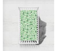 Odot Cot Bed Fitted Sheets, Floral Pattern Moses Basket Fitted Sheet Microfibre Crib Fitted Sheets Soft Baby Bed Sheets Bassinet Sheets Cot Bed Mattress Protector (Green Leaves,140x70cm)