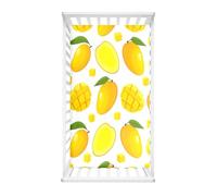 Odot Cot Bed Fitted Sheets, Fruit Pattern Cot Bed Sheet Fitted Sheets for Cribs Baby Bed Sheets Soft Bassinet Sheets Cot Bed Mattress Protector for Boy Girl (Yellow Mango,60x120cm)