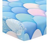 Odot Cot Bed Fitted Sheets Girls Travel Cot Sheets, 3D Watercolor Scales Print Microfiber Mattress Protector, Toddler Kids Cozy Bedding for Cradle, Cribs, Bassinet (Blue,75x30cm)