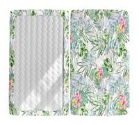 Odot Cot Bed Fitted Sheets, Plant Leaves Pattern Cot Bed Sheet Fitted Sheets for Cribs Baby Bed Sheets Soft Bassinet Sheets Cot Bed Mattress Protector for Boy Girl (70x140cm,Plant Leaves)