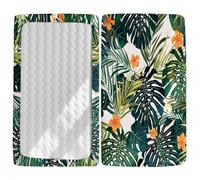 Odot Cot Bed Fitted Sheets, Plant Leaves Pattern Cot Bed Sheet Fitted Sheets for Cribs Baby Bed Sheets Soft Bassinet Sheets Cot Bed Mattress Protector for Boy Girl (60x120cm,Plant Flowers)